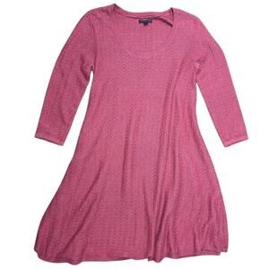American Eagle Sweater Dress Mauve 3/4 Sleeve Pointelle Knit Mini size Medium